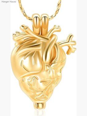 Anatomical Heart Urn Pendant Necklace for Ashes Keepsake Memorial Locket